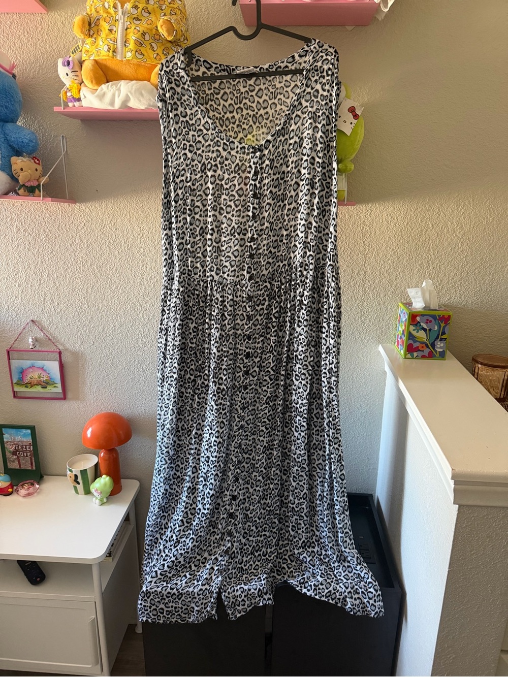 Vintage Blue Cheetah Print Plus Size 2X Hot Date Maxi Dress